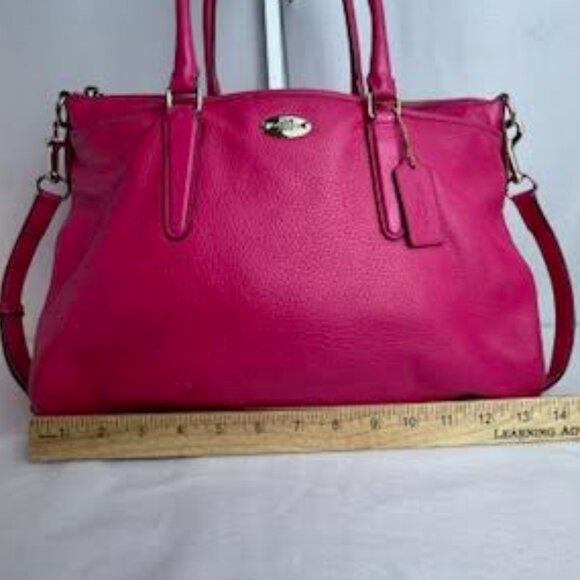 Coach AUTHENTICATED Madison Pebbled Leather Satchel Tote Bag โ Hot Pink - Picture 11 of 14